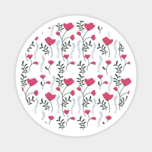 Pretty Red rose pattern in Whte Magnet